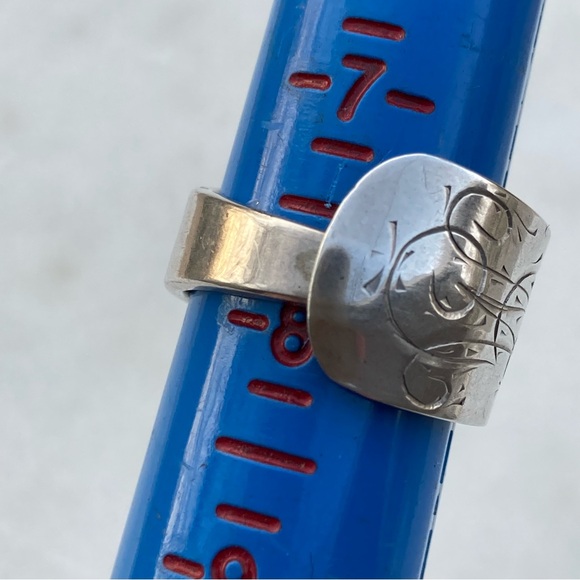 Antique Engraved Silver Spoon Ring - Picture 5 of 5